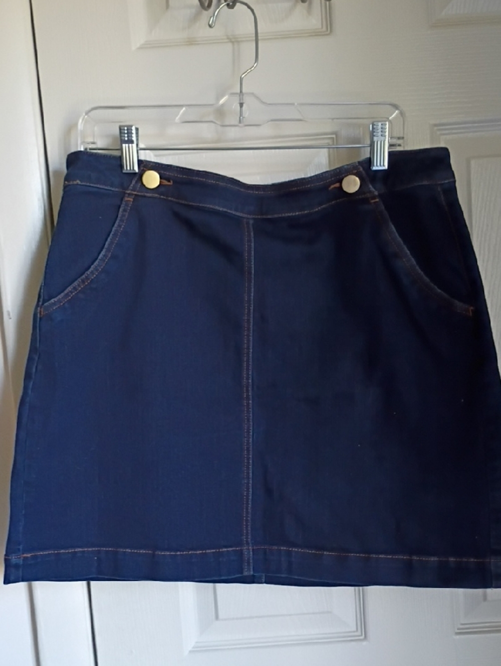 Ann Taylor LOFT denim skirt above knee dark wash